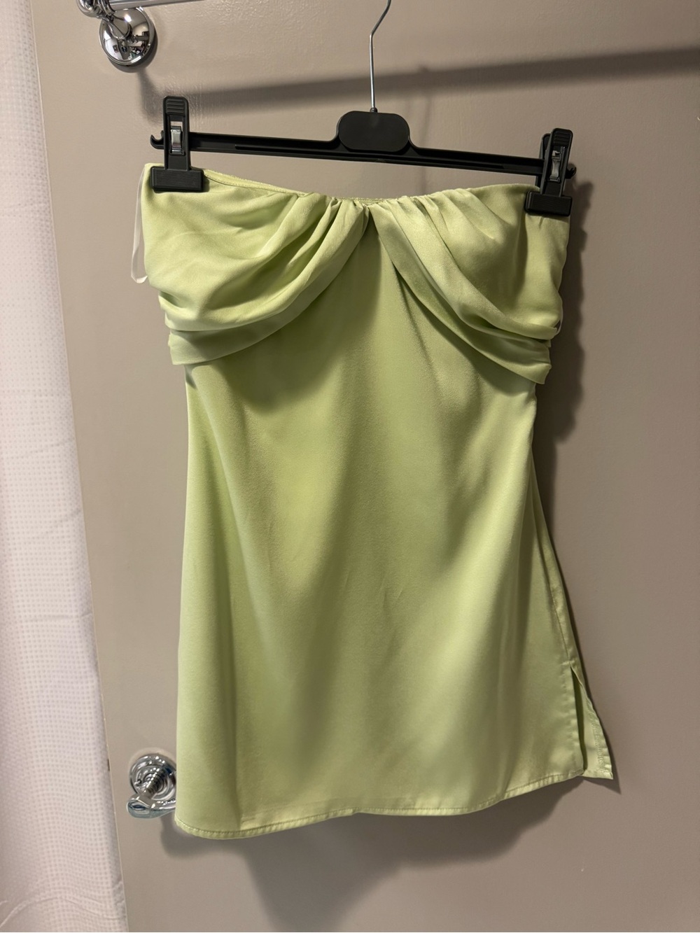 Princess Polly Strapless Draped Mini Dress in Light Lime